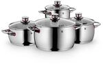 WMF Quality One Topfset Induktion 4-teilig, Kochtopf Set mit Glasdeckel, Cromargan