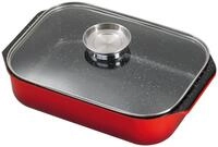 King Aluguss Br&auml;ter rot mit Glasdeckel, ca. 40 x 26 cm, Br&auml;ter mit Aromaknopf und