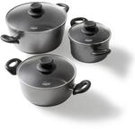STONELINE Topfset Induktion, 6-teiliges mit Deckel 16/20/24 cm, Kochtopf Set
