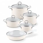 Riess, 0558-011, Emaille-Set 5-teilig, AVORIO, Emaille, Made in &Ouml;sterreich, LBH: