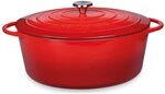 K&uuml;chenprofi PROVENCE Gusseisen Br&auml;ter mit Deckel, rot, 40 cm, Schmortopf,