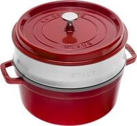 STAUB Cocotte, Gusseisen Br&auml;ter mit Dampfeinsatz aus Edelstahl, 26 cm, 5,25 L, Rund,
