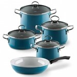Riess, 0558-010, Emaille-Set 5-teilig, AQUAMARINBLAU, Emaille, Made in &Ouml;sterreich,