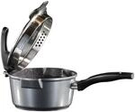 STONELINE Future Aluguss Stielkasserolle mit Deckel und Sieb-Funktion 18 cm, 2 L,