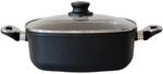 BAF Br&auml;ter Induktion mit Glasdeckel 28x28 cm - eckige Aluguss Braten- und