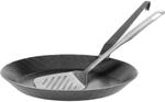 GR&Auml;WE Schmiedeeiserne Bratpfanne F400, &Oslash; 28 cm, Eisenpfanne mit Wender, 400&deg; C