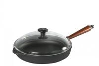 Skeppshult 0130T Servierpfanne mit Glasdeckel, hoher Kante 5.5 cm, Holzgriff aus
