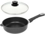 Lotus Gusspfanne - Hochrandpfanne &Oslash; 24cm, Bodenma&szlig; 18,5cm, H&ouml;he 7,5cm, Deckelma&szlig;