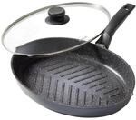 STONELINE XXL Fisch- und Schnitzelpfanne, 35,2 x 24,3 cm, mit Glasdeckel,