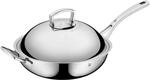 WMF Multiply Wokpfanne 32 cm, Wok Induktion unbeschichtet, Metalldeckel mit