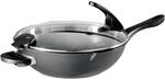 STONELINE Future Wok 32 cm, mit Sieb-Glasdeckel, mit austauschbaren Griffen,