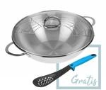 GR&Auml;WE Edelstahl Wok 32 cm mit Glasdeckel und Ablagegitter