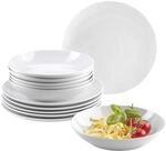 M&auml;ser Barca Teller-Set f&uuml;r 6 Personen, 12-TLG. Tafelservice, Porzellan, Wei&szlig;
