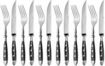 GR&Auml;WE Steakbesteck, 12-teilig, Besteckset f&uuml;r 6 Personen, Steakgabel, Steakmesser,