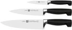 ZWILLING Vier Sterne Messer-Set 3-teilig, Rostfreier Spezialstahl, Schwarz, Made in
