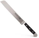 G&Uuml;DE Solingen - Brotmesser geschmiedet, 21 cm, POM schwarz, ALPHA, Doppelkropf,