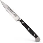 G&Uuml;DE Solingen - Spickmesser geschmiedet, 8 cm, POM schwarz, ALPHA, Office Messer,