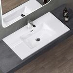 doporro Waschbecken mineralguss Einbauwaschbecken mineralguss 90x48x14 cm wei&szlig;