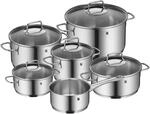 WMF Astoria Topfset Induktion 6-teilig, Kochtopf Set mit Glasdeckel, Cromargan