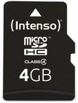 Intenso microSDHC 4GB Class 4 Speicherkarte inkl. SD-Adapter, schwarz