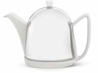 Bredemeijer kleine weiße glänzende Keramik Teekanne 1.0 Liter mit Edelstahlhaube