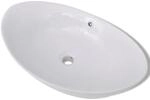 vidaXL Keramik Waschbecken Keramiksp&uuml;len &Uuml;berlauf Oval 59 x 38,5 cm