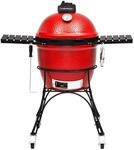 Kamado Joe - Klassisch Joe I 18-Zoll-Holzkohlegrill in Rot mit Wagen, Seitenablagen,