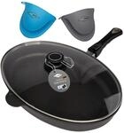 MaxxGoods Fischpfanne 41x27cm Aluguss mit Glasdeckel | F&uuml;r Alle Herdarten auch