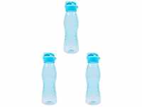 3 Stück culinario Trinkflasche Flip Top, BPA-frei, 700 ml Inhalt, hellblau