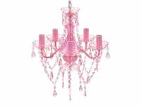 Kronleuchter 5 Flammig Acryl Lüster Vintage Style Rosa Pink