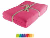 Kneer 9151220 La Diva Waffelpique-Decke mit Ziersticheinfassung 150/210 cm, pink