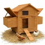 Mucola H&uuml;hnerstall 157x90x114 cm Holz Natur Rollbar &ndash; H&uuml;hnerhaus mit 2 Nestboxen