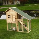 Mucola Hasenstall XXL Kaninchenstall 145x65x100 cm Holz 2 Etagen | Kleintierstall