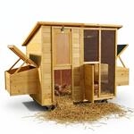 Mucola H&uuml;hnerstall 214x108x125 cm Holz Natur Rollbar &ndash; H&uuml;hnerhaus mit 2 Nestboxen