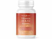 Vitamin D3 + K2 Kapseln - 60 Stück für zwei Monate - D3 und K2 hochdosiert -...