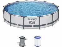 Bestway Steel Pro MAX Frame Pool-Set mit Filterpumpe Ø 427 x 84 cm, lichtgrau, rund