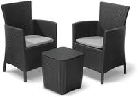 Allibert Balkonm&ouml;belset, Rattan, Iowa Balcony, Grau, 3-teilige Set Balkonm&ouml;bel