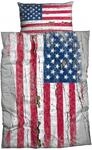 CASATEX Bettw&auml;sche Stars and Stripes USA Renforce Used Look Flagge Holz...
