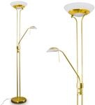 LED Stehlampe Biot, moderne Stehleuchte aus Metall/Glas in Messing, 18 u. 5 Watt,