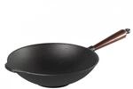 SKEPPSHULT Wok Gusseisen Pfanne 30 cm Holzgriff