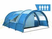 CampFeuer Zelt Multi für 4 Personen | Blau/Hellbau | Tunnelzelt mit riesigem