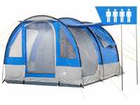 CampFeuer Zelt Smart für 4 Personen | Blau/Grau | Großes Tunnelzelt mit 3