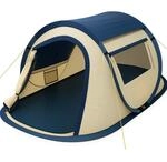 CampFeuer Zelt Quiki f&uuml;r 2 Personen | Creme/Blau | Wurfzelt Aufbau in 2...