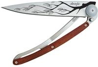 Deejo Taschenmesser TATTOO BAUM, Stahl AISI 420, Liner Lock, Rosenholz-Schalen,