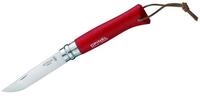 Opinel Taschenmesser Nr. 8 mit Lederriemen, Rot, 001705