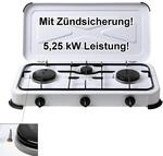 Campingkocher Flame 3-flammig mit Z&uuml;ndsicherung