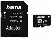 Hama microSDHC 16GB Class 10 UHS-I 80MB/s Karte inkl. SD Adapter, Schwarz