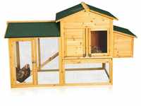 Melko Hühnerhaus mit Auslauf für 4-6 Hühner Hühnerstall 168x75x103 cm...
