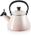 Le Creuset Kone Wasserkessel mit Pfeife, Emaillierter Stahl, 1,6 L, Shell Pink,