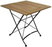 DEGAMO Gartentisch Klapptisch Jakarta 75x75cm, Flachstahl schwarz + Teak Holz...